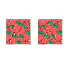 Texture Sweet Strawberry Dessert Food Summer Pattern Cufflinks (square) by Sarkoni