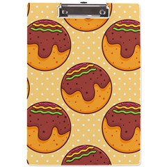 Takoyaki Food Seamless Pattern A4 Acrylic Clipboard by Sarkoni