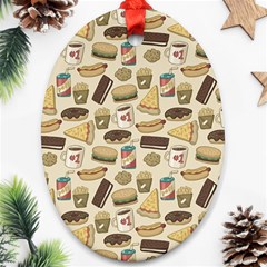 Junk Food Hipster Pattern Oval Ornament (two Sides) by Sarkoni