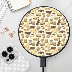 Junk Food Hipster Pattern Wireless Fast Charger(black) by Sarkoni