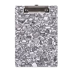 Food Doodle Pattern A5 Acrylic Clipboard by Sarkoni