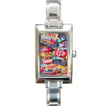 Pop Art Food Cute Patterns Rectangle Italian Charm Watch Front