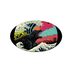 Retro Wave Kaiju Godzilla Japanese Pop Art Style Sticker Oval (100 Pack) by Modalart