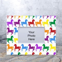 Colorful Horse Background Wallpaper White Tabletop Photo Frame 4 x6  by Amaryn4rt