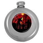 Horror Zombie Ghosts Creepy Round Hip Flask (5 oz) Front