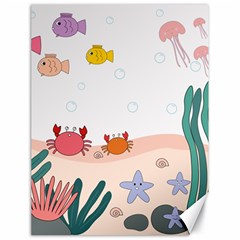 Cartoon Marine Life Marine Drawing Canvas 18  X 24  by Sarkoni