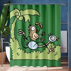 Ostrich Jungle Monkey Plants Shower Curtain 60  X 72  (medium)  by Bajindul