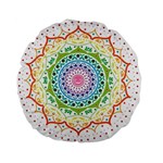 Mandala Pattern Rainbow Pride Standard 15  Premium Flano Round Cushions Back