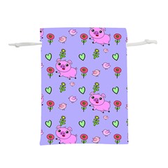 Flower Pink Pig Piggy Seamless Lightweight Drawstring Pouch (s) by Ravend