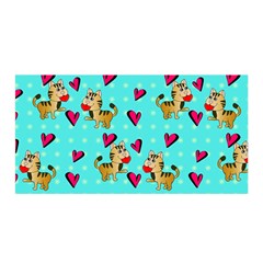 Cat Love Pattern Satin Wrap 35  X 70  by Ravend