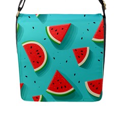 Watermelon Fruit Slice Flap Closure Messenger Bag (l) by Ravend