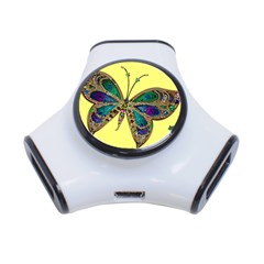 Butterfly Mosaic Yellow Colorful 3-port Usb Hub by Amaryn4rt