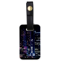 Black Building Lighted Under Clear Sky Luggage Tag (one Side) by Modalart