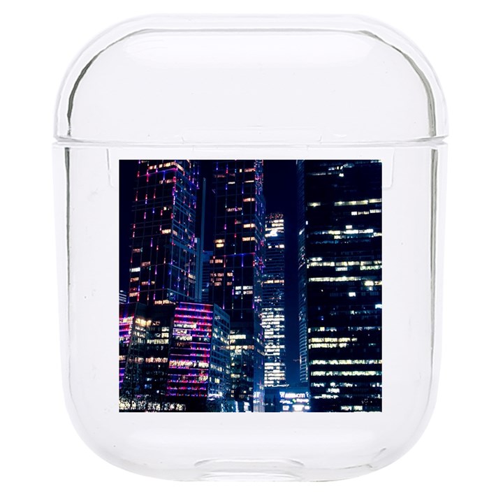 Black Building Lighted Under Clear Sky Hard PC AirPods 1/2 Case