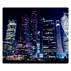 Black Building Lighted Under Clear Sky Premium Plush Fleece Blanket (small) by Modalart