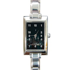 Skyline Photography Of Buildings Rectangle Italian Charm Watch by Modalart