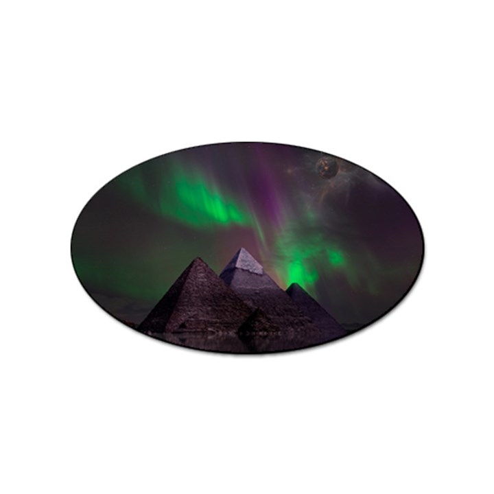 Fantasy Pyramid Mystic Space Aurora Sticker (Oval)