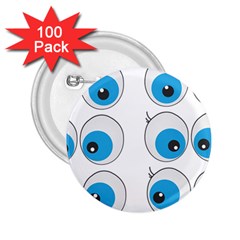 Eyes Comic Cartoon Fun Funny Toon 2 25  Buttons (100 Pack)  by Ndabl3x