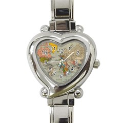 Vintage World Map Heart Italian Charm Watch by Ndabl3x