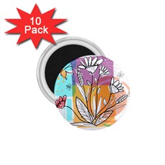 Flower Leaves Foliage Grass Doodle 1 75  Magnets (10 Pack)  by Grandong