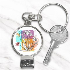 Flower Leaves Foliage Grass Doodle Nail Clippers Key Chain by Grandong