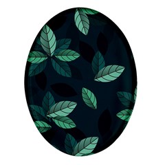 Leaves Foliage Plants Pattern Oval Glass Fridge Magnet (4 Pack) by Grandong