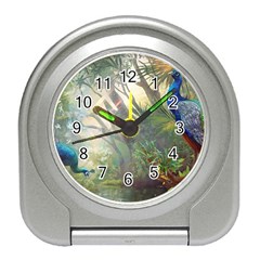 Peafowl Peacock Bird Birds Painting Art Wildlife Travel Alarm Clock by Sarkoni