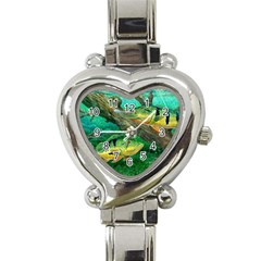 Peacock Bass Fishing Heart Italian Charm Watch by Sarkoni