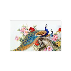 Birds Peacock Artistic Colorful Flower Painting Sticker (rectangular) by Sarkoni