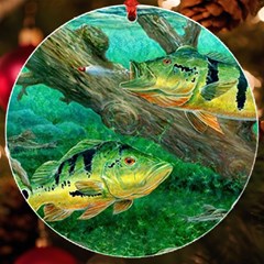 Peacock Bass Fishing Uv Print Acrylic Ornament Round by Sarkoni