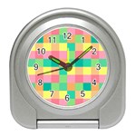 Checkerboard Pastel Square Travel Alarm Clock Front