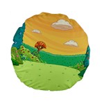 Green Field Illustration Adventure Time Multi Colored Standard 15  Premium Flano Round Cushions Front