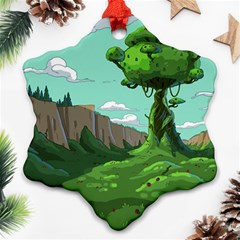 Adventure Time Cartoon Green Color Nature  Sky Ornament (snowflake) by Sarkoni