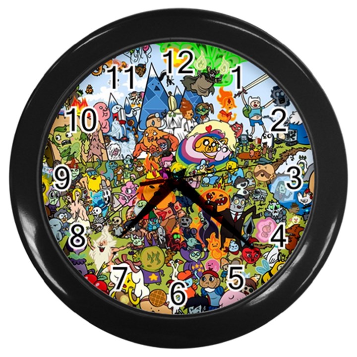 Cartoon Characters Tv Show  Adventure Time Multi Colored Wall Clock (Black)