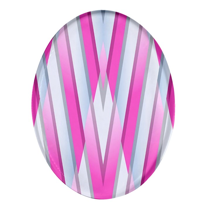 Geometric 3d Design Pattern Pink Oval Glass Fridge Magnet (4 pack)