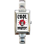 Cool Music Rectangle Italian Charm Watch Front