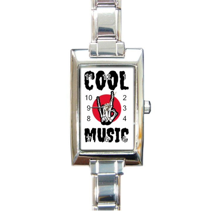 Cool Music Rectangle Italian Charm Watch