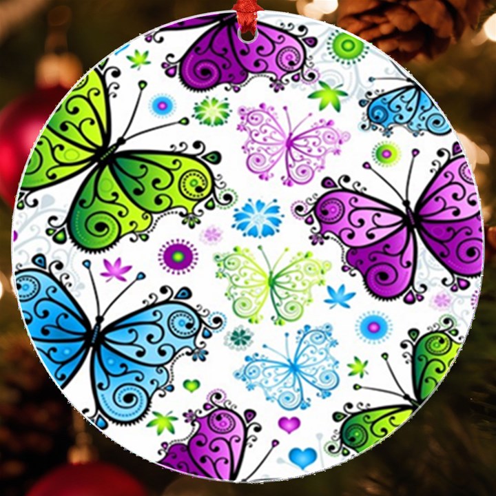 Butterflies Abstract Background Colorful Desenho Vector UV Print Acrylic Ornament Round