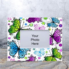 Butterflies Abstract Background Colorful Desenho Vector White Tabletop Photo Frame 4 x6  by Bedest