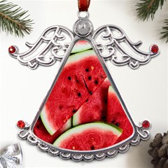 Watermelon Fruit Green Red Metal Angel With Crystal Ornament by Bedest