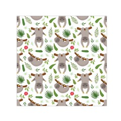 Seamless Pattern With Cute Sloths Square Satin Scarf (30  X 30 ) by Ndabl3x