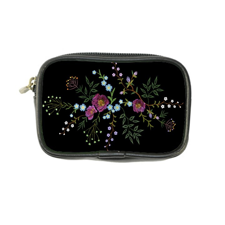 Embroidery Trend Floral Pattern Small Branches Herb Rose Coin Purse