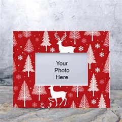 Christmas Tree Deer Pattern Red White Tabletop Photo Frame 4 x6  by Ravend