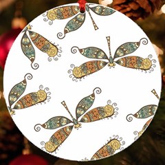 Pattern Dragonfly Background Uv Print Acrylic Ornament Round by Ravend