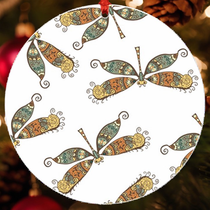 Pattern Dragonfly Background UV Print Acrylic Ornament Round