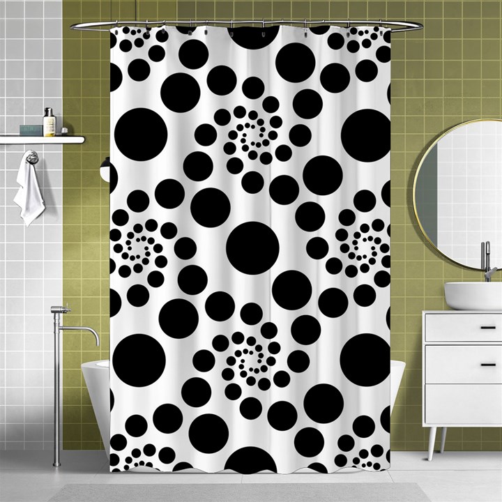 Dot Dots Round Black And White Shower Curtain 48  x 72  (Small) 