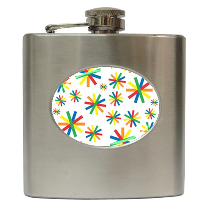 Celebrate Pattern Colorful Design Hip Flask (6 oz)