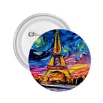 Eiffel Tower Starry Night Print Van Gogh 2.25  Buttons Front