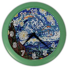 Mosaic Art Vincent Van Gogh Starry Night Color Wall Clock by Modalart