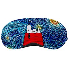 Cartoon Dog Starry Night Van Gogh Parody Sleep Mask by Modalart